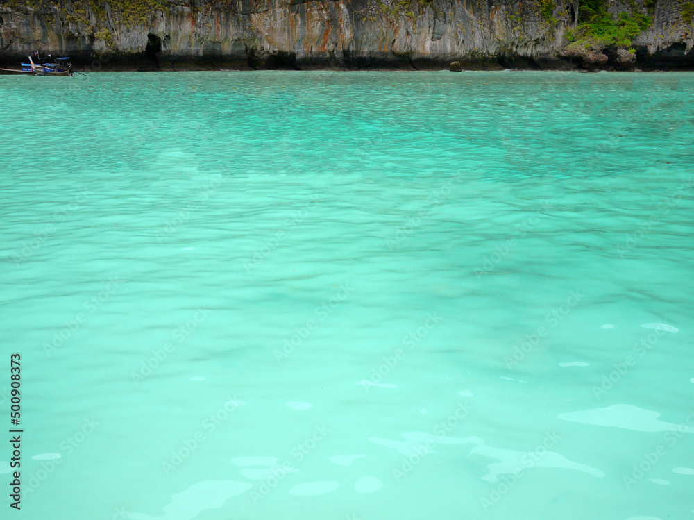 Emerald green clear color of Andaman sea Thailand for background wallpaper