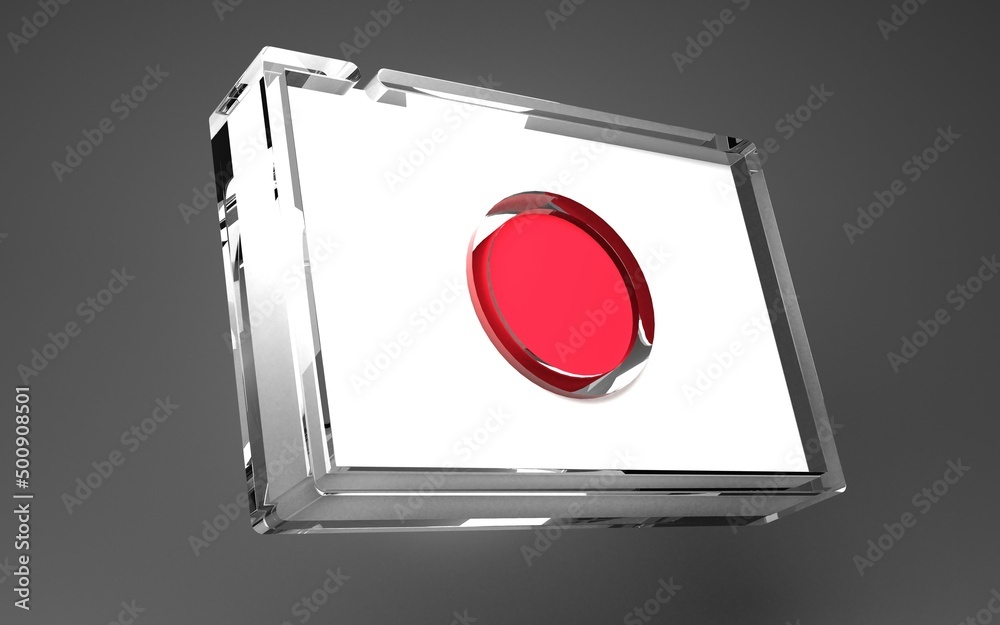3d illustration Japan flag glass mode rendering 3d illustration Japan flag glass mode rendering