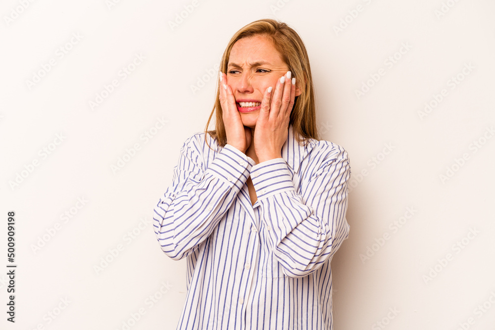Young caucasian woman isolated on white background scared and afraid. Young caucasian woman isolated on white background scared and afraid.