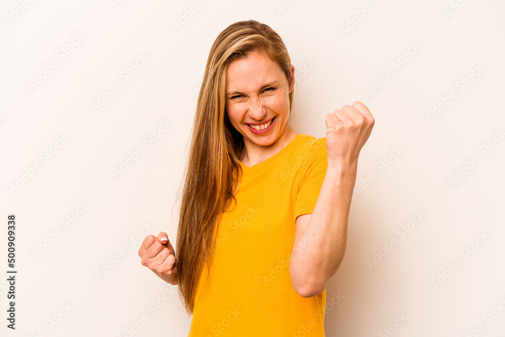 Young caucasian woman isolated on white background cheering carefree and excited. Victory concept. Young caucasian woman isolated on white background cheering carefree and excited. Victory concept.