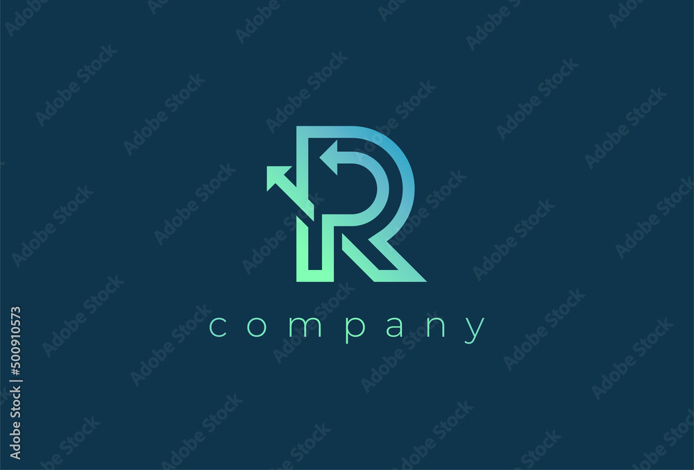 Intial R logo, letter R with Arrow combination, usable for finance, logistic and company logos, vector illustration