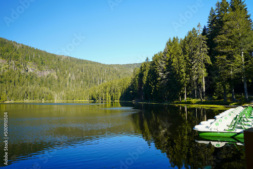 Fototapeta Naklejka Na Ścianę i Meble -  Beautiful Big Arber lake in the Bavarian Forest, Germany.