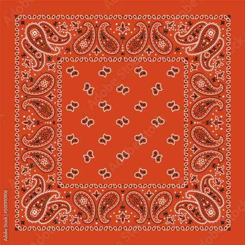 Red bandana paisley fabric kerchief vector wallpaper