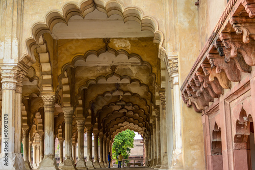 Colonnade walkway leading to Diwan-i- Khas in Agra Fort photo