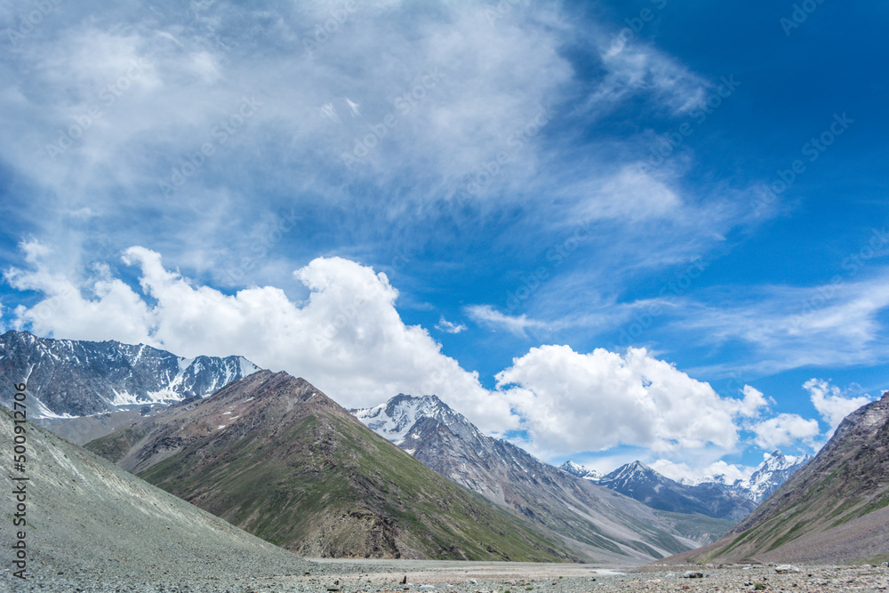 Landscape of the Spiti valley, in Himachal Pradesh, India.