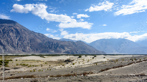 View of Nubra valley and Nubra river in Ladakh, India 