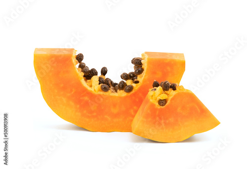 Fototapeta Naklejka Na Ścianę i Meble -  Papaya fruits isolated on white background with clipping path.
