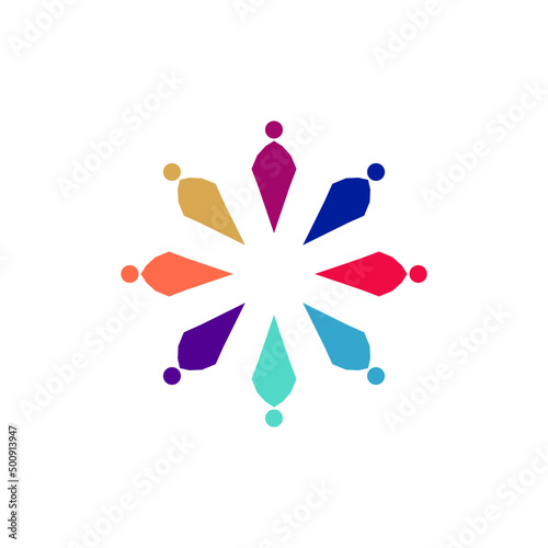 COLORFUL PEOPLE TOGETHER SIGN, SYMBOL, LOGO ISOLATED ON WHITE BACKGROUND