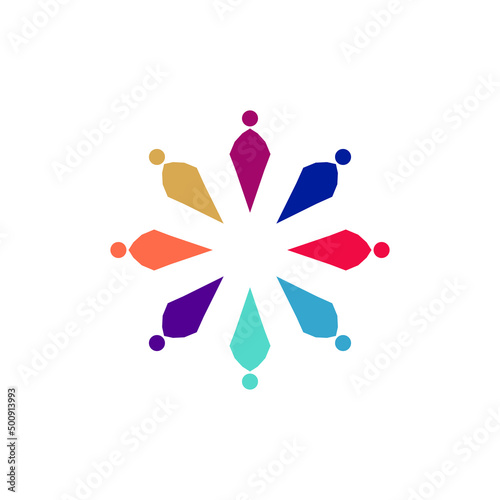 COLORFUL PEOPLE TOGETHER SIGN, SYMBOL, LOGO ISOLATED ON WHITE BACKGROUND