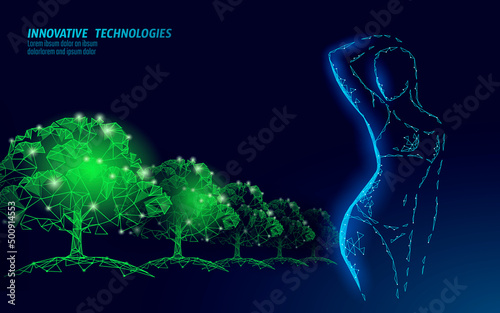 Woman slim shape silhouette low poly. Fitness beauty girl graceful body. Weigh lose nutrition supplement banner template vector illustration
