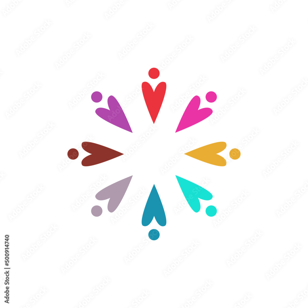COLORFUL PEOPLE TOGETHER SIGN, SYMBOL, ART, LOGO ISOLATED ON WHITE
