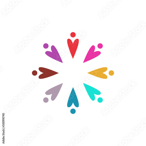 COLORFUL PEOPLE TOGETHER SIGN, SYMBOL, ART, LOGO ISOLATED ON WHITE