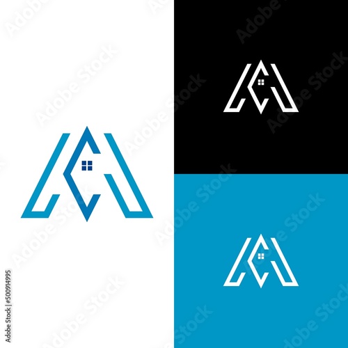 AC initials logo. modern and clean logo in the shape of a house