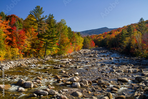The mountain stream in the fall