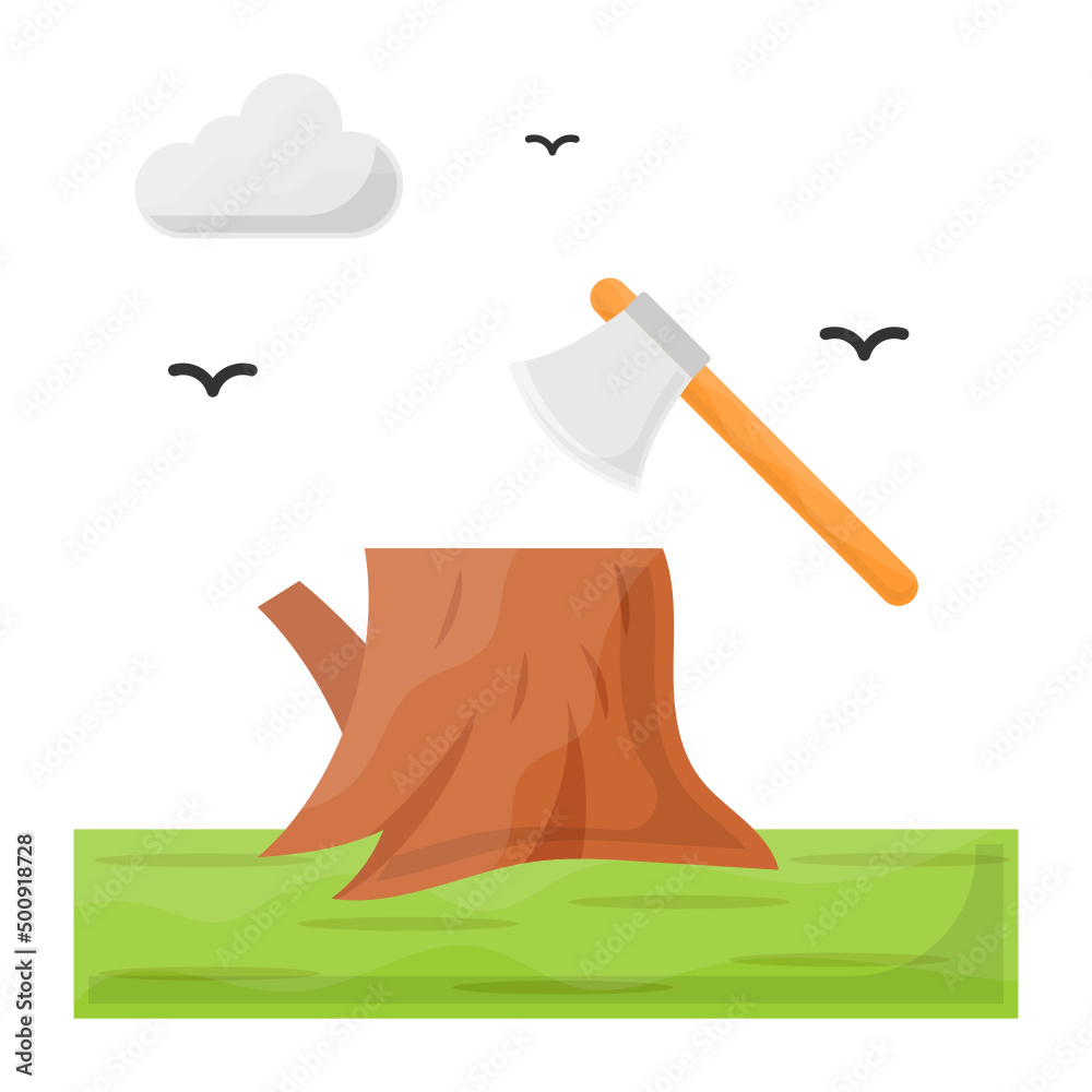 tree stump Concept, deforestation vector color icon design, Farming and ...
