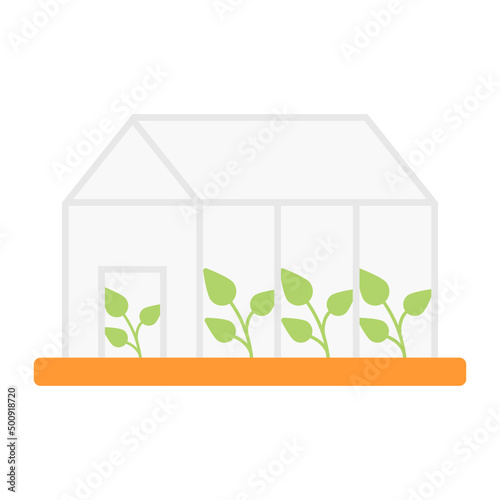 Greenhouse Concept, hothouse vector color icon design, Farming and Agriculture symbol, village life Sign, Rural and Livestock stock illustration