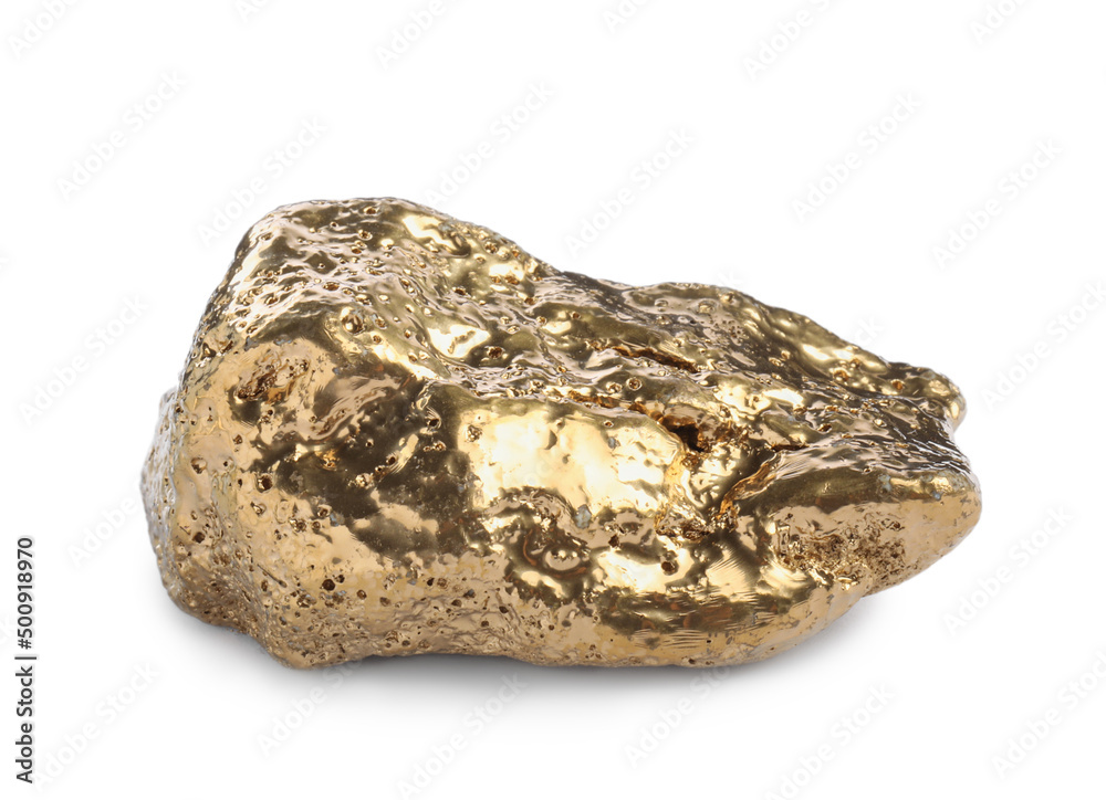 One beautiful gold nugget isolated on white One beautiful gold nugget isolated on white