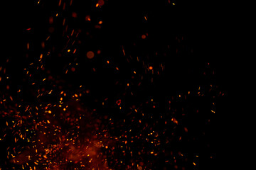 fire flame with sparks on black background