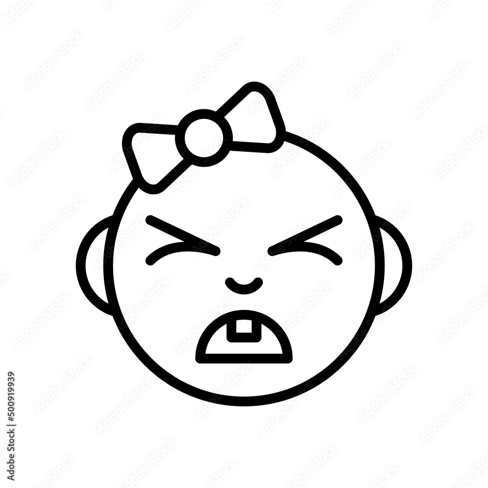Baby Face Emoticon Outline Icon Vector.