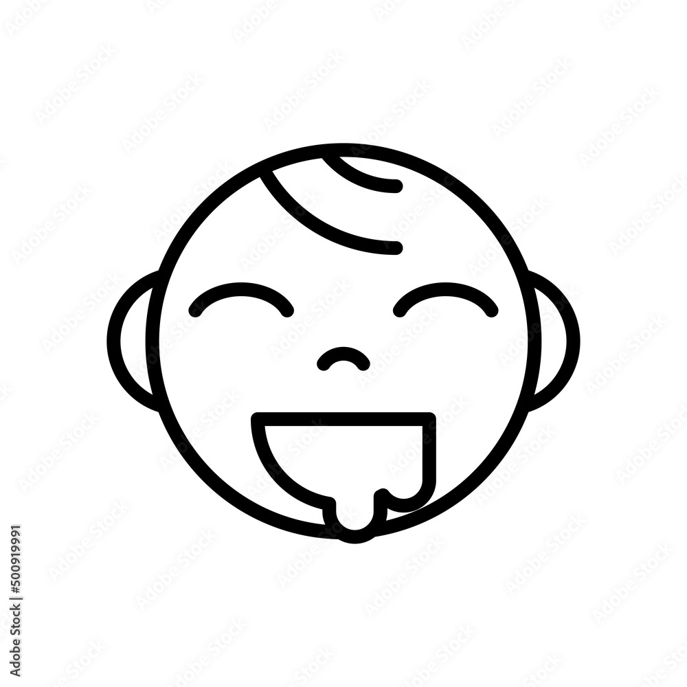 Baby Face Emoticon Outline Icon Vector.