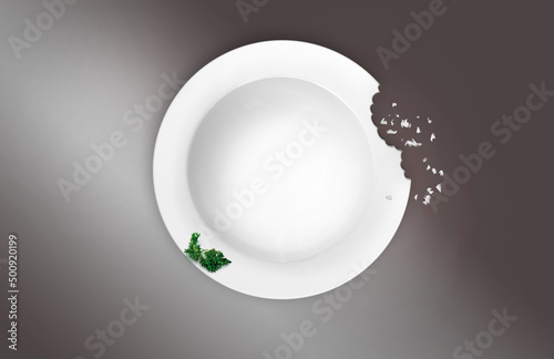 diet plan - empty plate with bite off 