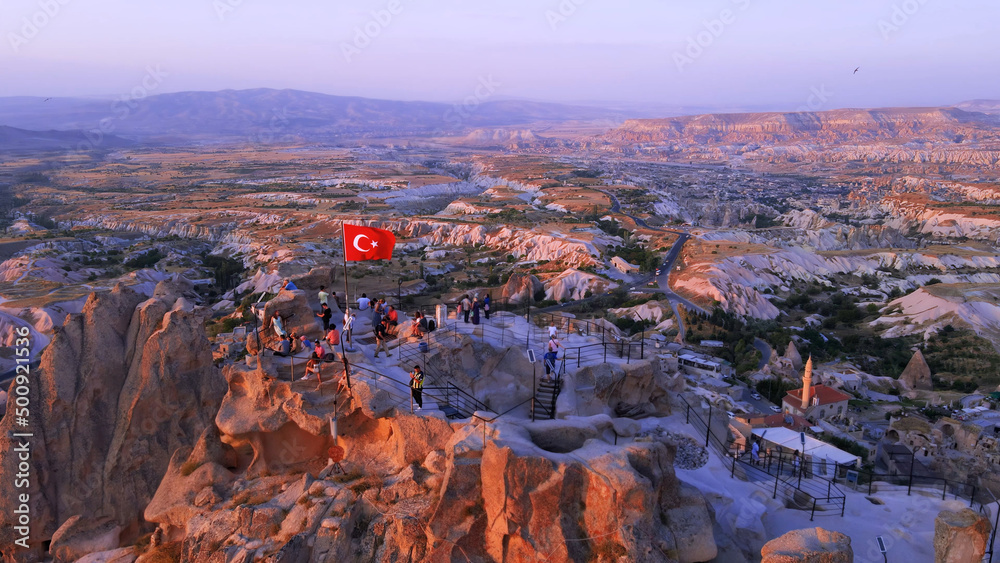 Aerial top view of Cappadocia in Turkey