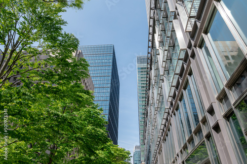 東京都千代田区丸の内のビジネス街の都市景観