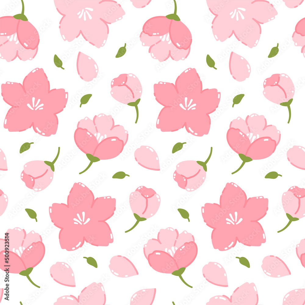 Spring vector seamless pattern with sakura