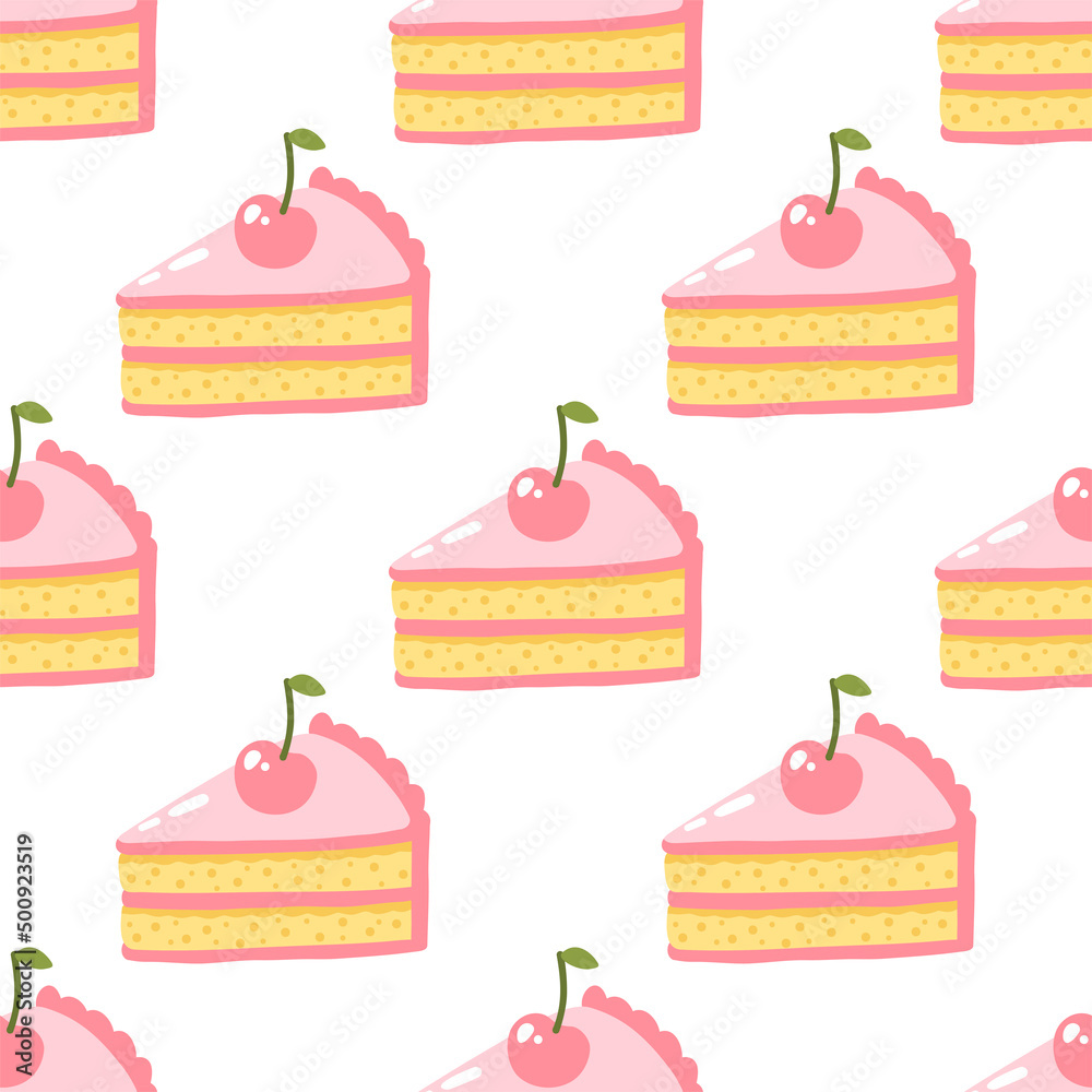 Vector seamless pattern with cherry cakes Vector seamless pattern with cherry cakes