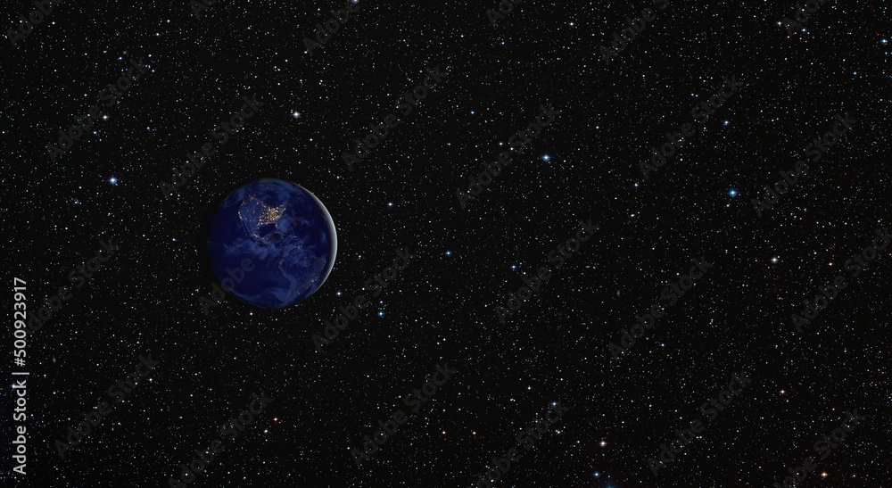 Obraz premium The belly of View of Earth from outer space with millions of stars around it.