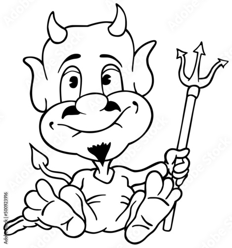 Drawing of a Sitting Devil ...