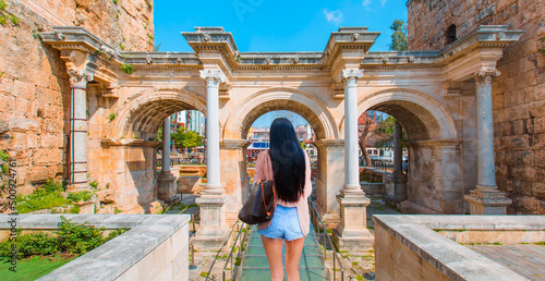 Fotografia, Obraz View of Hadrian's Gate in old city of Antalya, Turkey