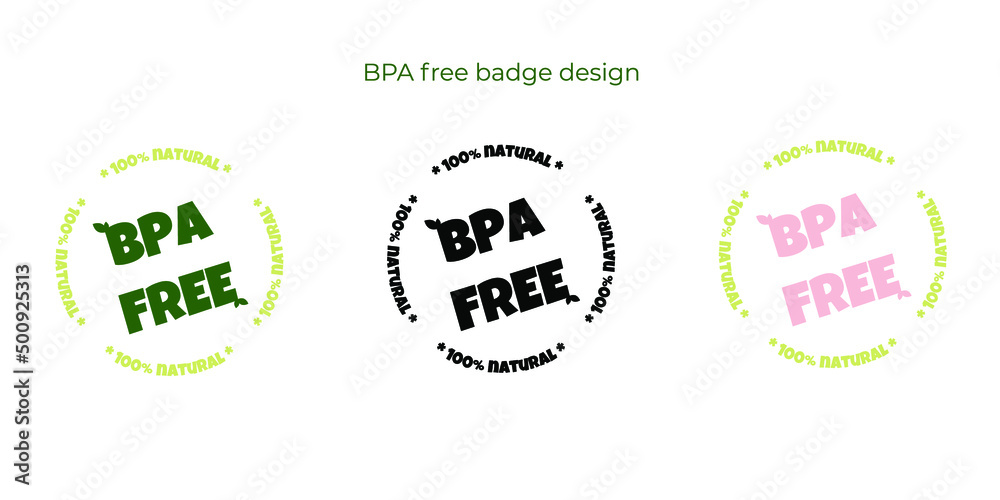 BPA free products sticker, label, badge and logo. Ecology icon. Logo template with green leaves for organic and eco friendly products. Vector illustration
