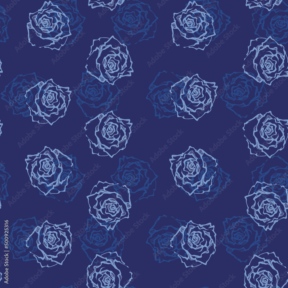 Seamless pattern with graphic roses.