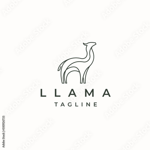 Llama or alpaca animal logo icon design template flat vector