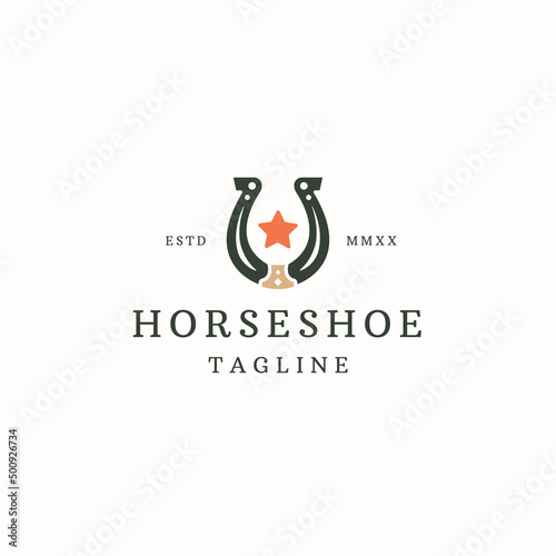 Horse shoes logo icon design template flat vector