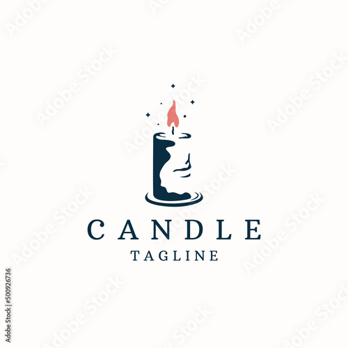 Candle light logo icon design template flat vector
