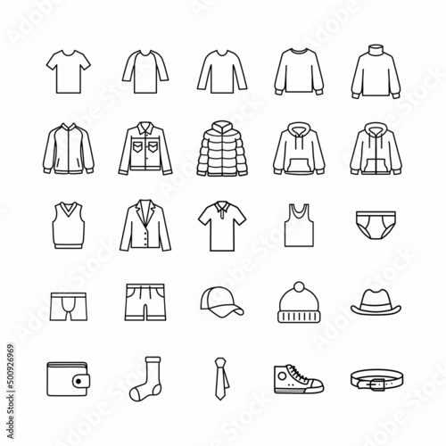 men fashion icon set . This content provides clothing, general merchandise, etc