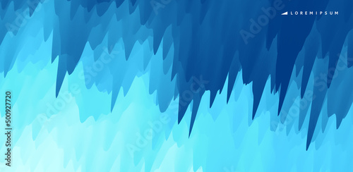 Abstract background with dynamic effect. Inside the blue ice cave with stalactites and stalagmites. Vector Illustration. Design for banner, flyer, poster, cover or brochure.