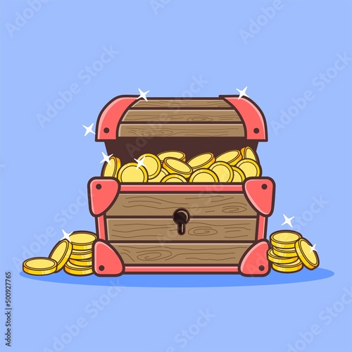 treasure box with golden coin vector illustration