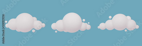 3d vector illustration clouds isolated on a blue background. Render soft round cartoon fluffy clouds 