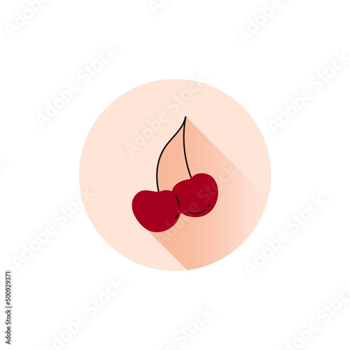 Doodle red raw berries. Simple vector cherries.