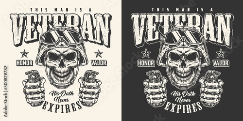 Soldier skull monochrome vintage flayer