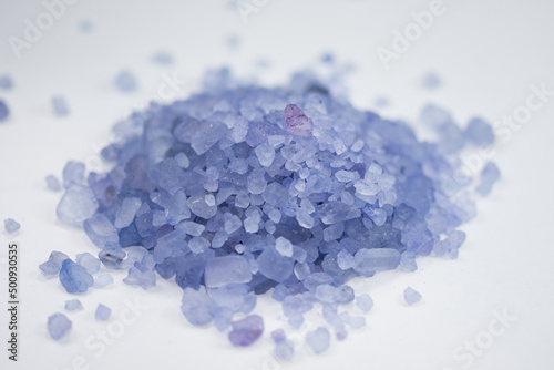 blue pile of Relaxing Bath Salts,Natural Products, Dead Sea Salt,