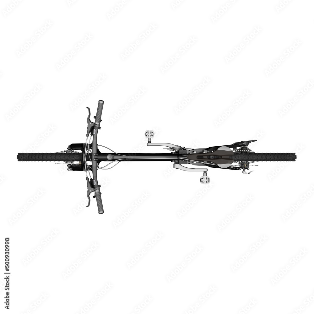 Black mountain bike on an isolated white background. 3d rendering. Black mountain bike on an isolated white background. 3d rendering.