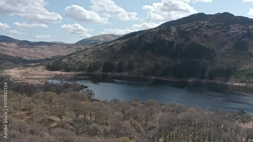 Aerial Panning Shot of Loch Trool and The Merrick, Dumfries and Galloway, Scotland. Aerial Panning Shot of Loch Trool and The Merrick, Dumfries and Galloway, Scotland.