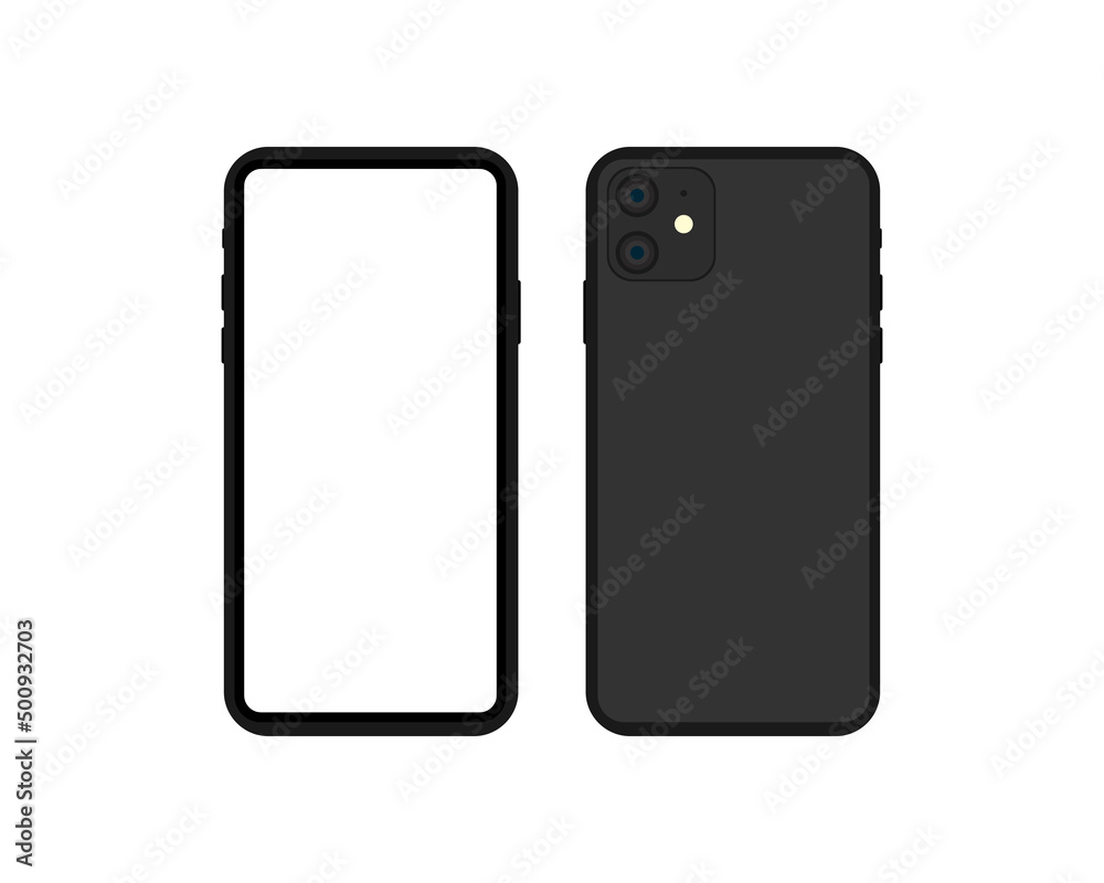 New smartphone model 2019 blank screen. Smartphone model 11 in black color mockup. Vector EPS 10 New smartphone model 2019 blank screen. Smartphone model 11 in black color mockup. Vector EPS 10
