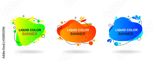 Set of modern gradient abstract vector banners. Liquid color banners. Flat geometric shapes of different colors with black outline. EPS 10