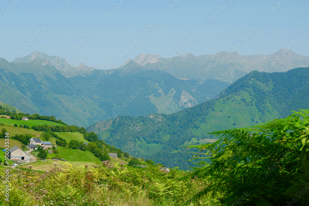 Mountain landscape in ‎⁨Pyrenees National Park⁩, ⁨Lescun⁩, ⁨France⁩. View from walking path