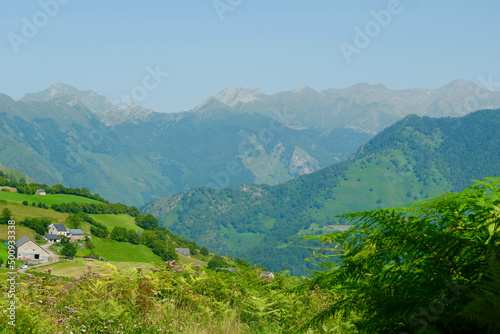 Fototapeta Naklejka Na Ścianę i Meble -  Mountain landscape in ‎⁨Pyrenees National Park⁩, ⁨Lescun⁩, ⁨France⁩. View from walking path